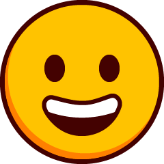 A smiling emoji with open eyes and an open mouth.