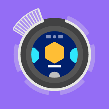 A top down icon of the robot with a fan emerging from the location of the LED at the 11 o’clock position.