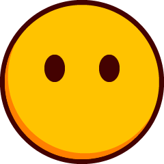 A wide eyed emoji with no mouth.