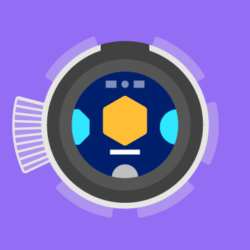 A top down icon of the robot with a fan emerging from the location of the LED at the 9 o’clock position.