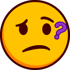A slightly frowning emoji with furrowed eyebrows and a question mark on its face.