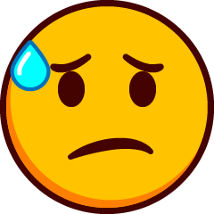 A slightly frowning emoji with a bead of sweat on the forehead and pleading eyes.