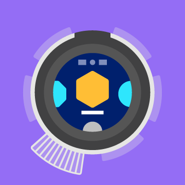 A top down icon of the robot with a fan emerging from the location of the LED at the 7 o’clock position.