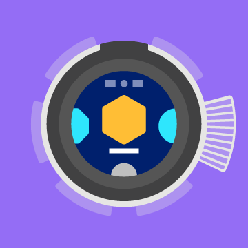 A top down icon of the robot with a fan emerging from the location of the LED at the 3 o’clock position.