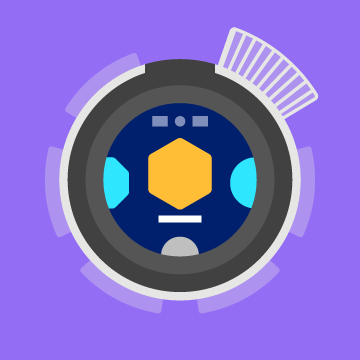 A top down icon of the robot with a fan emerging from the location of the LED at the 1 o’clock position.
