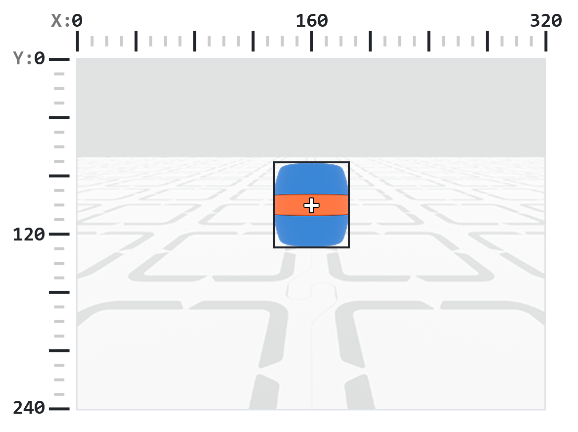 A blue barrel with an orange stripe is centered in the frame, surrounded by a black bounding box.