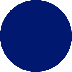 The robot’s screen shows a red rectangle with a thin white border drawn across the top.