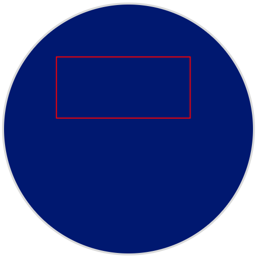 The robot’s screen shows a red rectangle with a thin border drawn centered across the top.