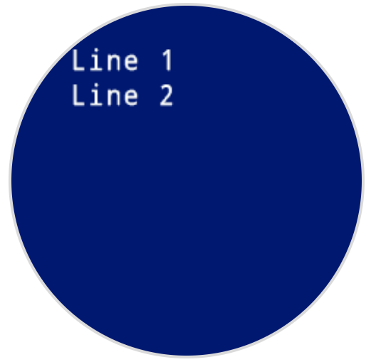 Shows the robot.screen.next_row method with Line 1 and Line 2 printed on the robot screen in line 1 and line 2 respectively.