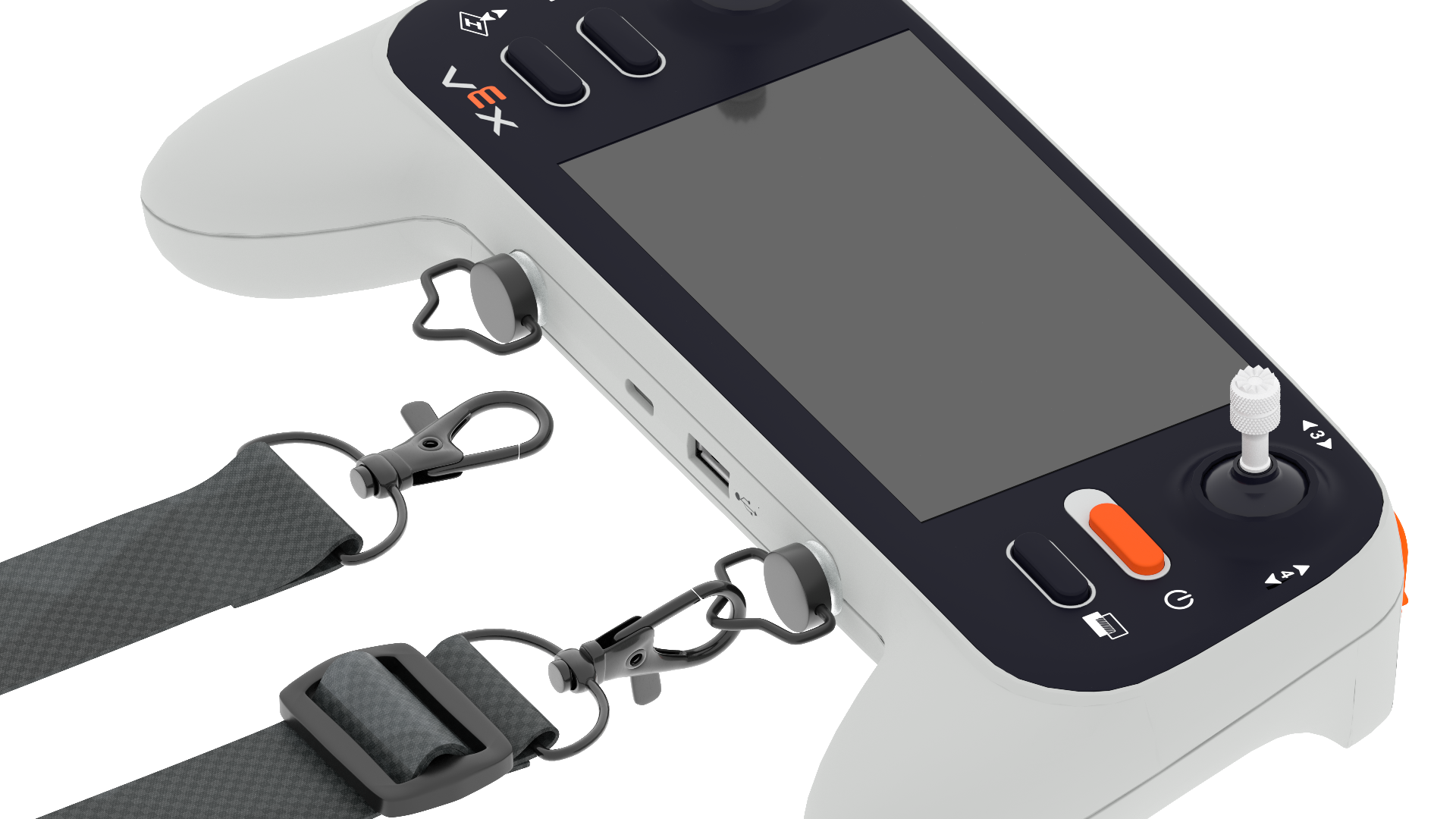 Lanyard attached to the controller.