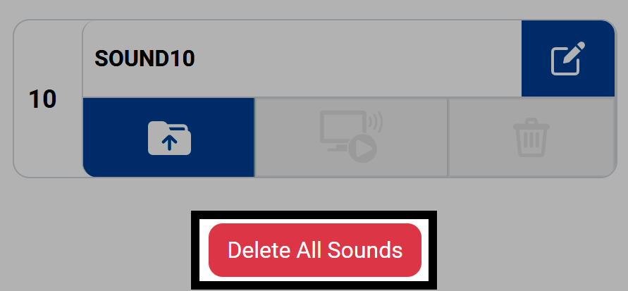 Delete All Sounds icon in the Sounds tab of the VEXcode AIR Control Panel.