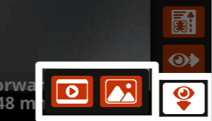 Close-up screenshot of the bottom right corner of the VEX AIR Drone Controller screen, highlight the icon with the eye and a downward facing arrow.