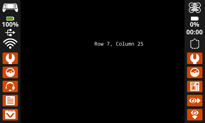 Shows the drone.screen.print_at method with Row 7, Column 25 printed at the row 3 column 2