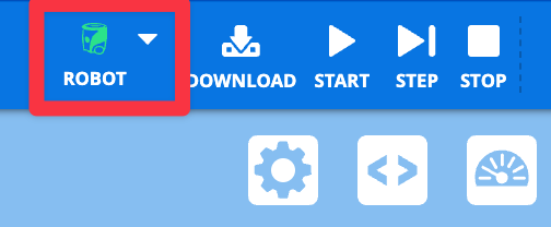 Robot icon on the top right of VEXcode with a red box around it.
