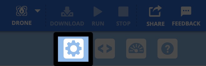 Gear icon on the top right of VEXcode AIR.
