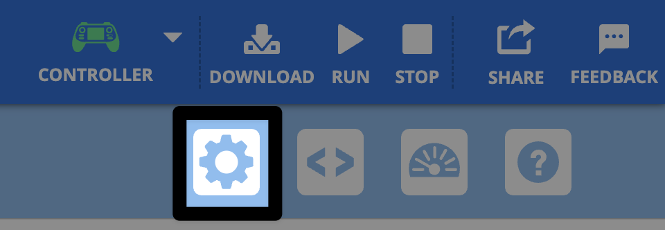 Gear icon on the top right of VEXcode AIR.