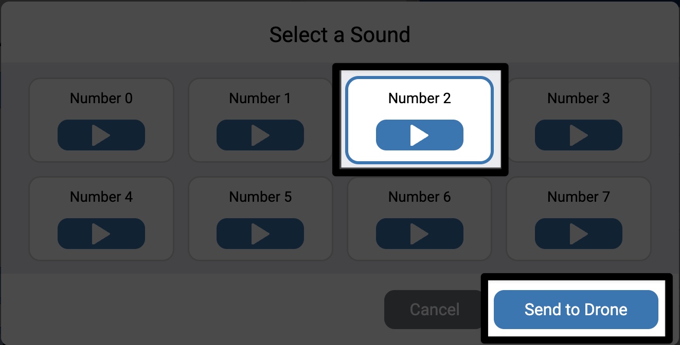Upload icon in the Sounds tab of the VEXcode AIR Control Panel.