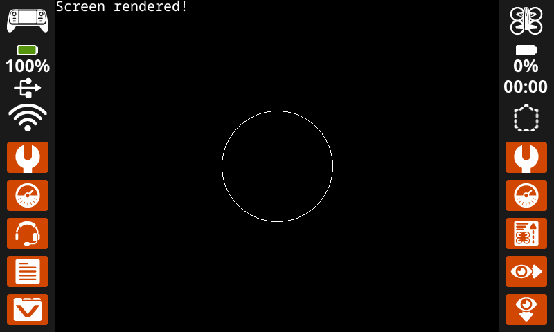 The controller's screen shows a white rectangle with the upper left corner in the center.