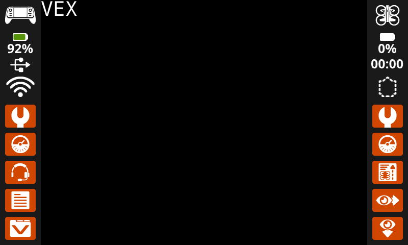 The controller's screen shows the word VEX in Mono 40 font in the upper left corner.