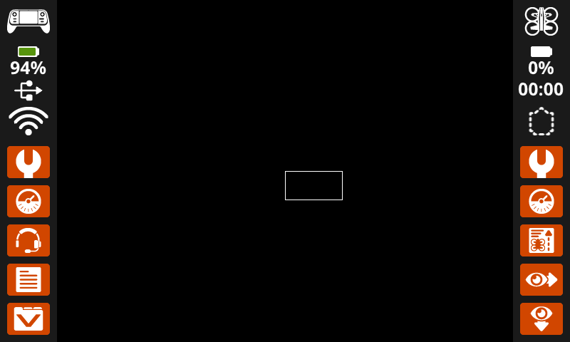 The controller's screen shows a white rectangle with the upper left corner in the center.