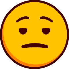 Emoji s napůl zavřenýma očima a zavřenými bezvýraznými ústy.