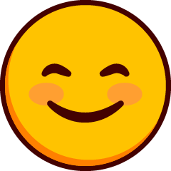 Ένα χαμογελαστό emoji με κλειστά χαρούμενα μάτια και κοκκινισμένα μάγουλα.