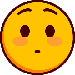 Ένα emoji με ορθάνοιχτα μάτια, ανασηκωμένα φρύδια, κοκκινισμένα μάγουλα και ερμητικά κλειστό στόμα.