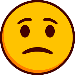Ένα συνοφρυωμένο emoji με ανοιχτά μάτια.