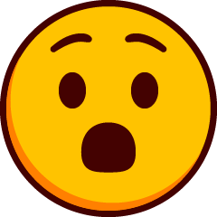 Ένα emoji με μεγάλα μάτια, ανοιχτό στόμα έκπληξης και ανασηκωμένα φρύδια.