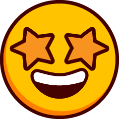Ένα χαμογελαστό emoji με ανοιχτό στόμα και αστέρια αντί για μάτια.