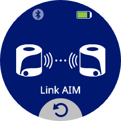 Η κινούμενη εικόνα Link AIM στην οθόνη του ρομπότ.