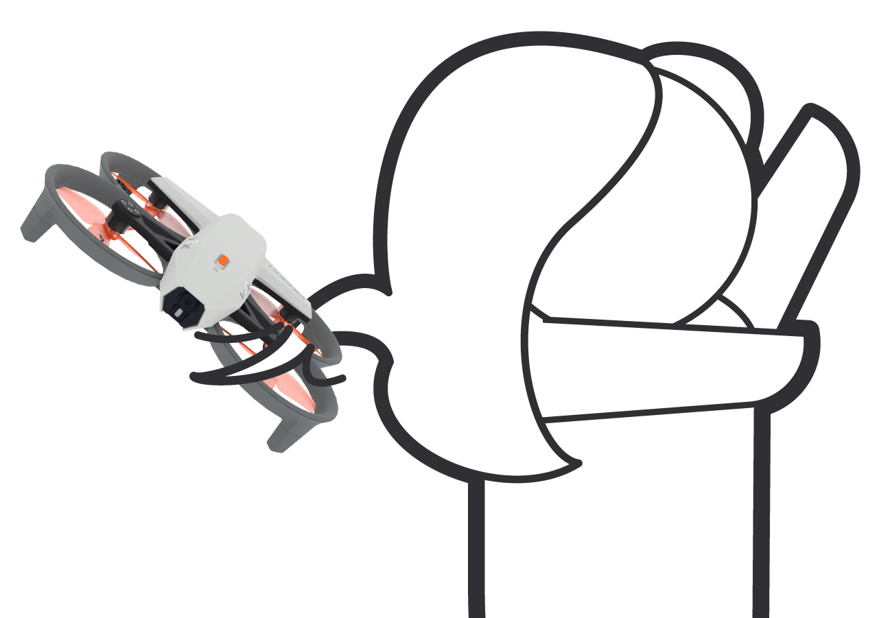 Εικόνα ενός drone που πιάνεται στα μαλλιά ενός ατόμου.