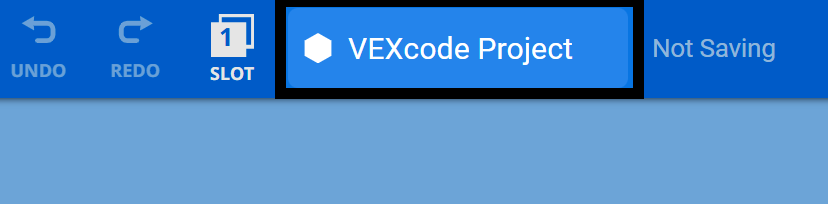 Το κέντρο της Γραμμής Εργαλείων VEXcode AIR με επισημασμένο το παράθυρο διαλόγου ονόματος έργου. Το όνομα του έργου αναγράφει το νέο Όνομα Έργου.