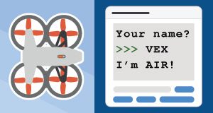 Η διεπαφή της κονσόλας VEX AIR στο VEXcode AIR.