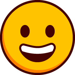 Un emoji sonriente con los ojos abiertos y la boca abierta.