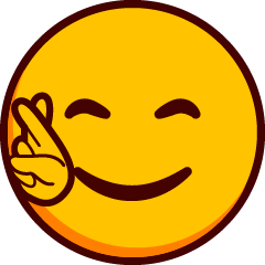Un emoji sonriente con los ojos cerrados y los dedos cruzados.