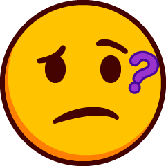 Un emoji ligeramente ceñudo con las cejas fruncidas y un signo de interrogación en su cara.