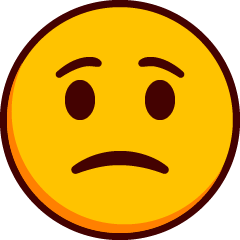 Un emoji frunciendo el ceño con los ojos abiertos.