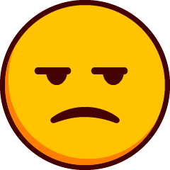Un emoji ligeramente ceñudo con los ojos entreabiertos y mirando hacia la derecha.