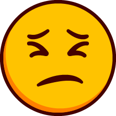 Un emoji ceñudo con los ojos cerrados y las cejas profundamente fruncidas.