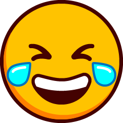 Un emoji con una sonrisa de boca abierta y ojos cerrados con lágrimas emergiendo.