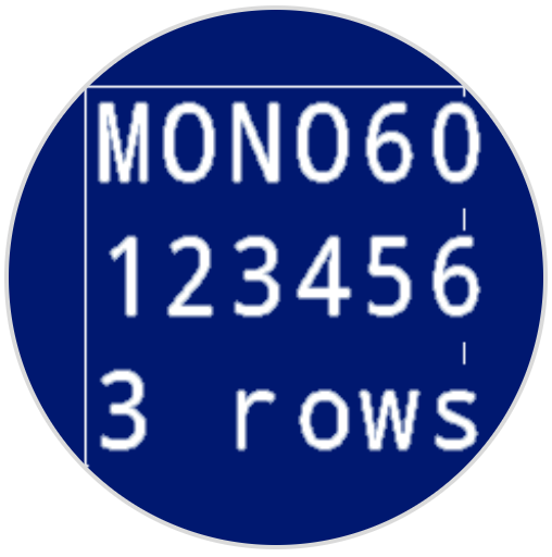 El robot serigrafió números y letras con fuente MONO 60. Muestra 1-6. En la parte inferior de la pantalla, son 3 filas.