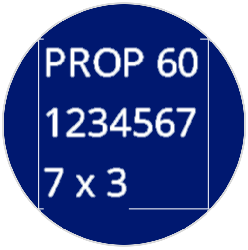 El robot serigrafió números y letras con la fuente PROP 60. Muestra 1-7. En la parte inferior de la pantalla, tiene 7 de ancho y 3 filas.