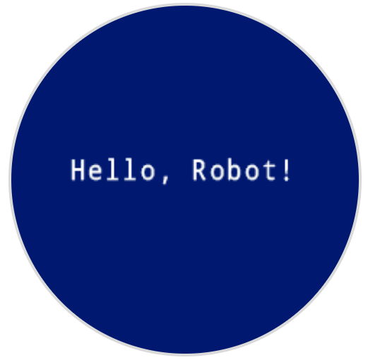 Muestra el método robot.screen.print_at con "¡Hola, Robot!" en el medio de la pantalla que es (40, 120)