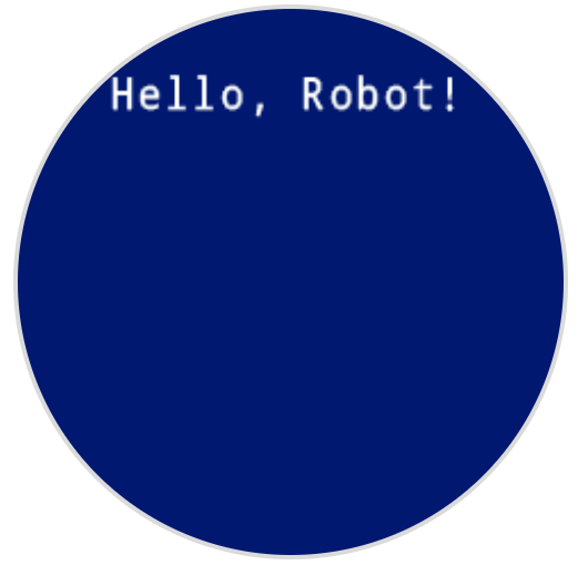 Muestra el método robot.screen.print con la palabra "¡Hola Robot!"