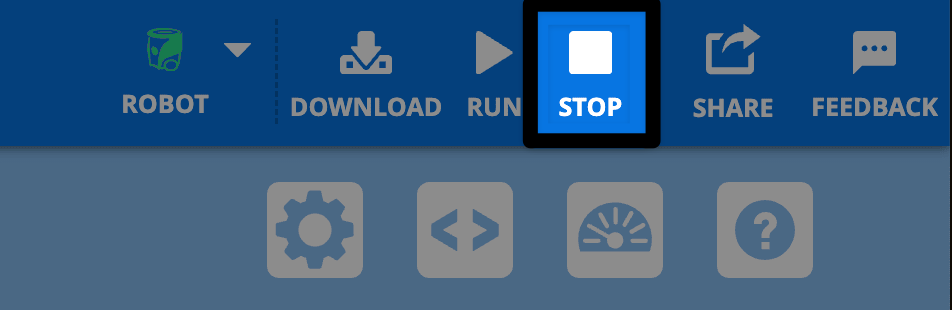 The same image as the one previous, this time with the Stop button to the right of the Run button highlighted.
