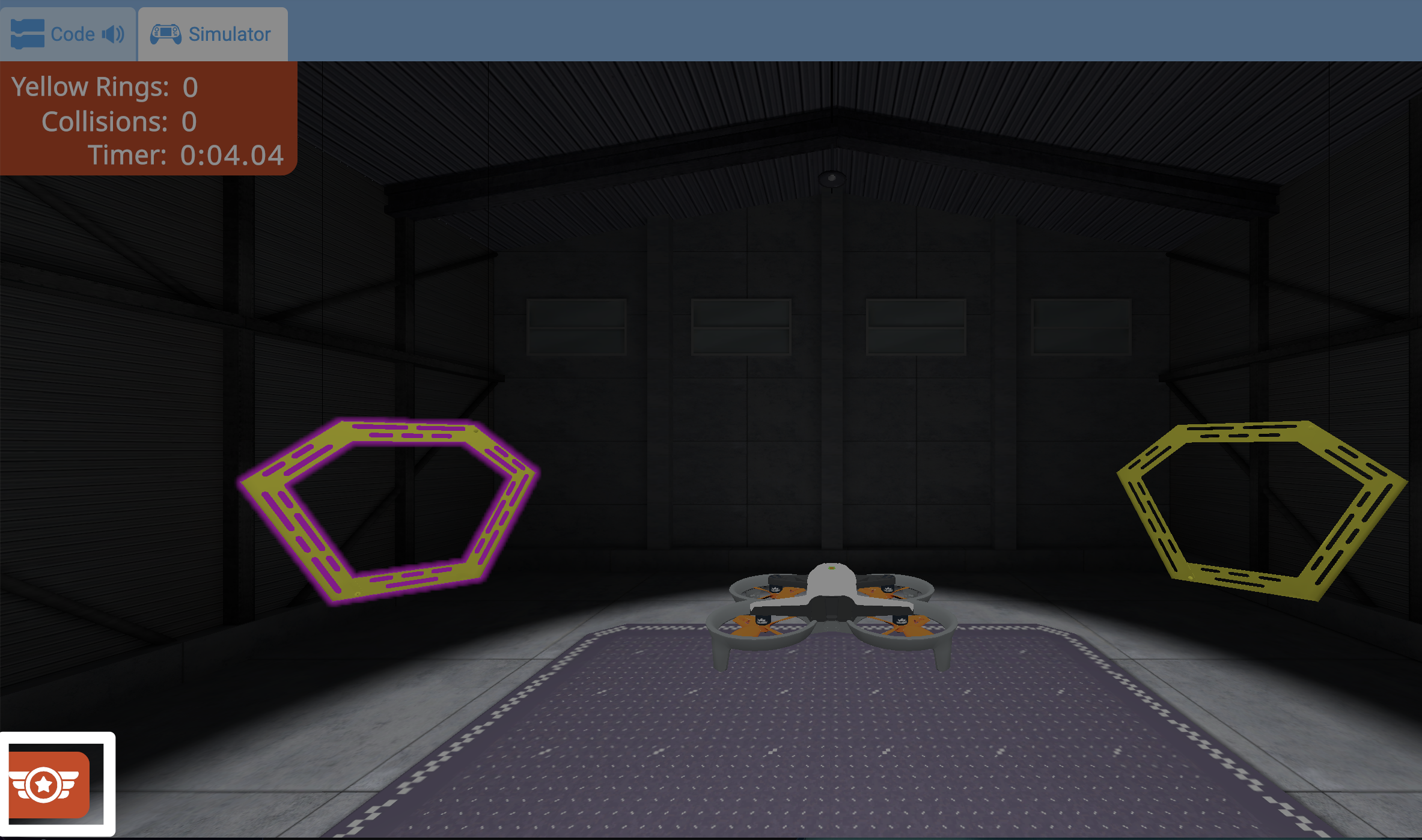 Una captura de pantalla durante el vuelo con el botón de la Escuela de Vuelo resaltado en la esquina inferior izquierda.