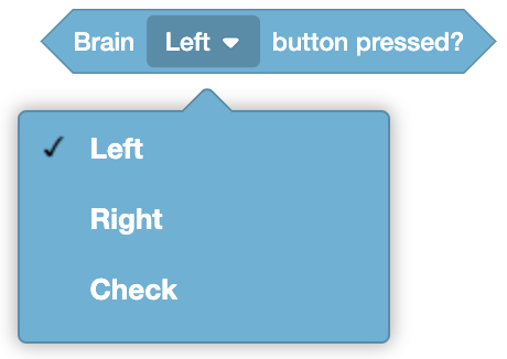 Imagen del indicador de botón presionado del cerebro VEX EXP que muestra el estado actual del botón en la pantalla.