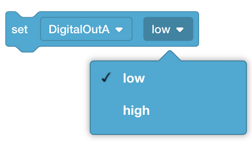 Diagrama que ilustra el bloque de señal de salida digital en el entorno de programación VEX EXP Brain.