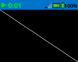 The Brain's screen shows a thin diagonal line across the center, from the upper left corner to the lower right corner.